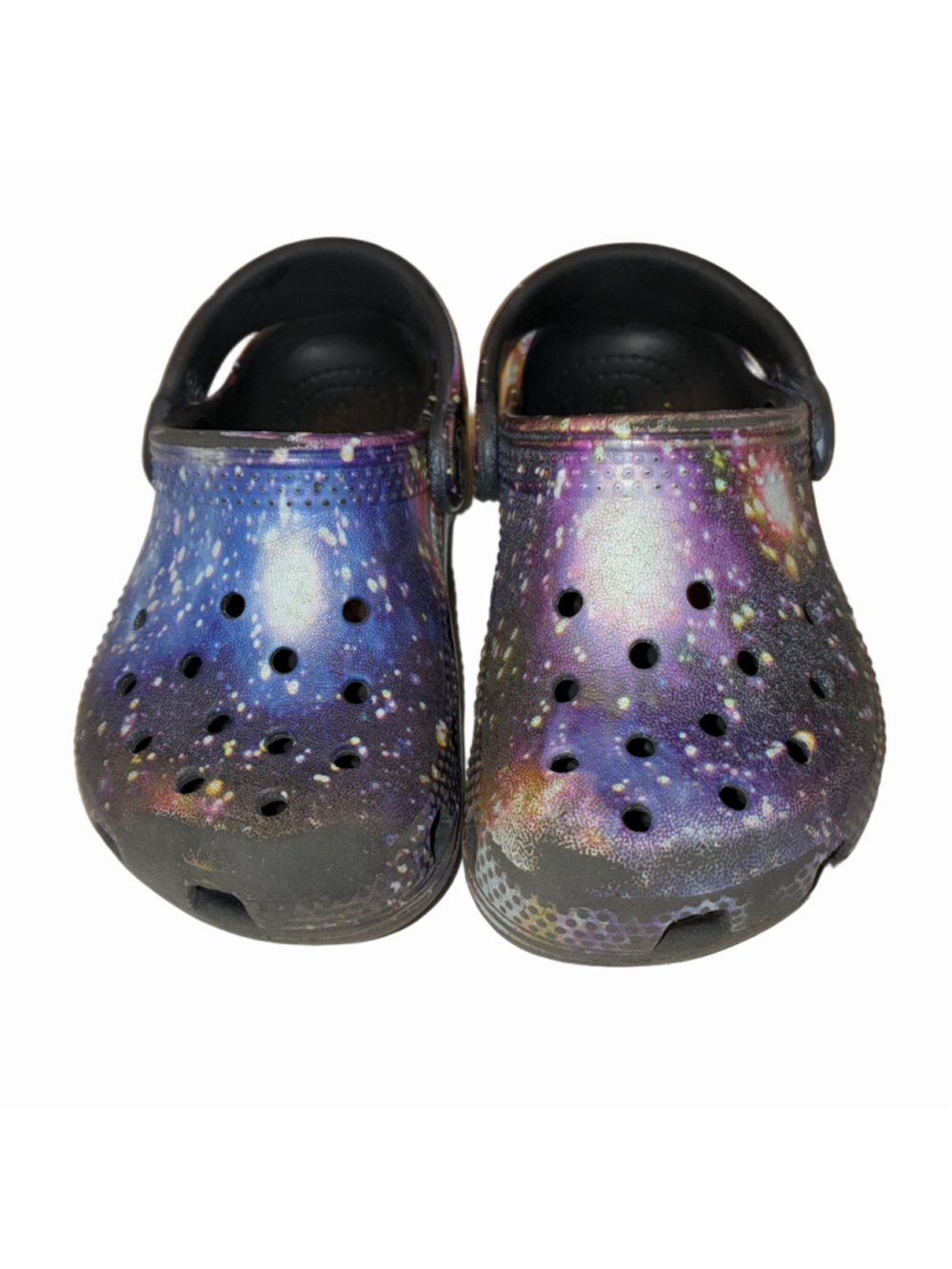 Kids Crocs Galaxy Print Clogs Toddler size C7 Black Purple Blue